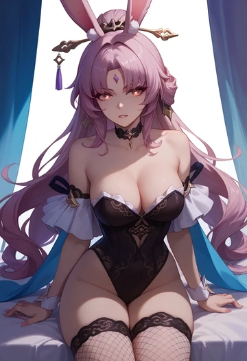 star rail,fu xuan,bunny girl, sexy,stockings  - AI generated anime art